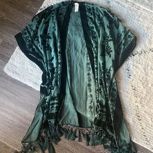 Free people kimono womens free bird jade combo teal blue and black